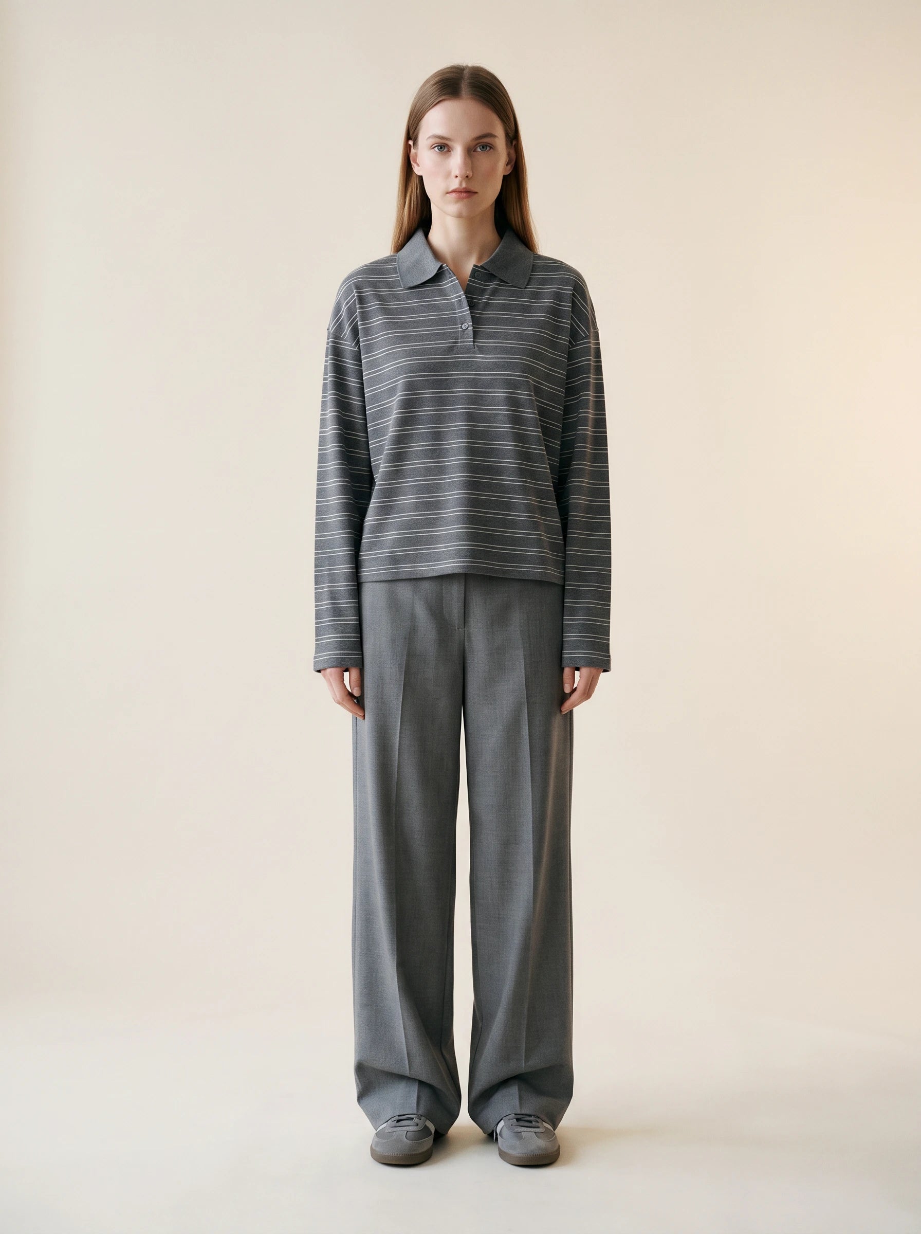 Polo palaidinė „Grey Stripe“