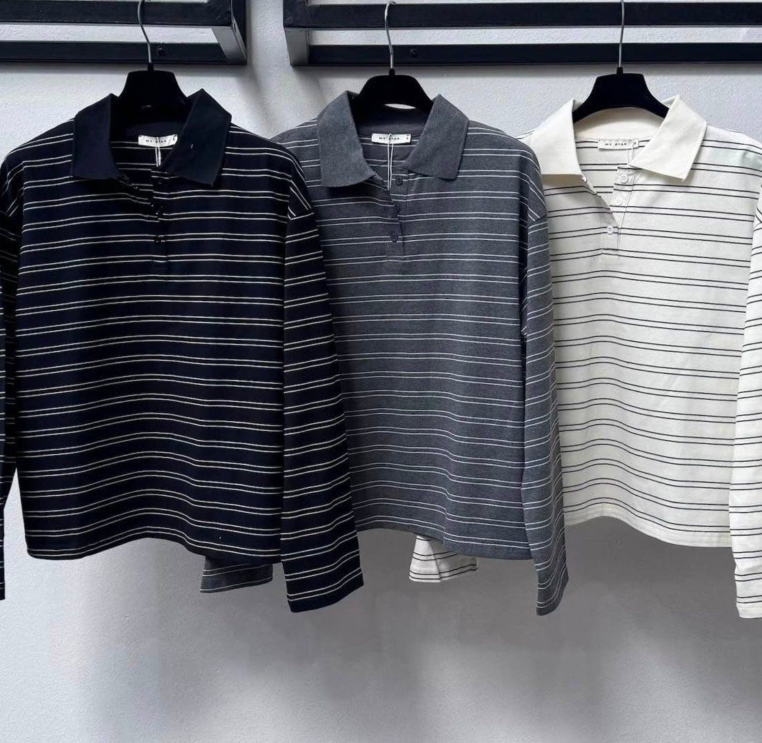 Polo palaidinė „Grey Stripe“