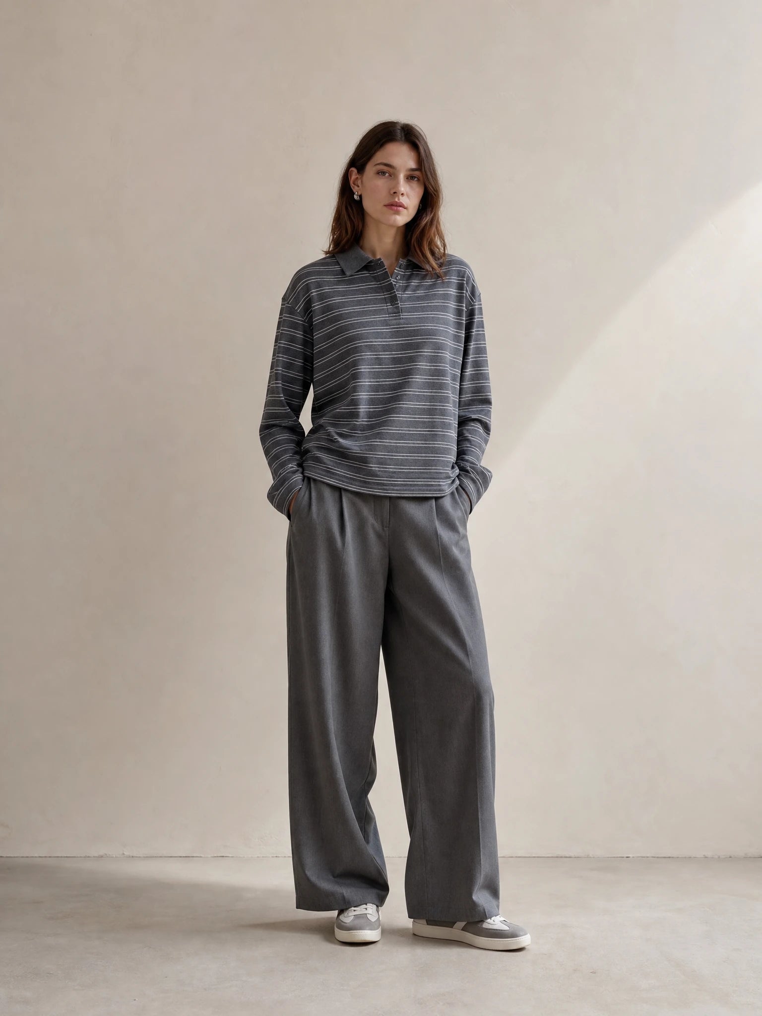Polo palaidinė „Grey Stripe“