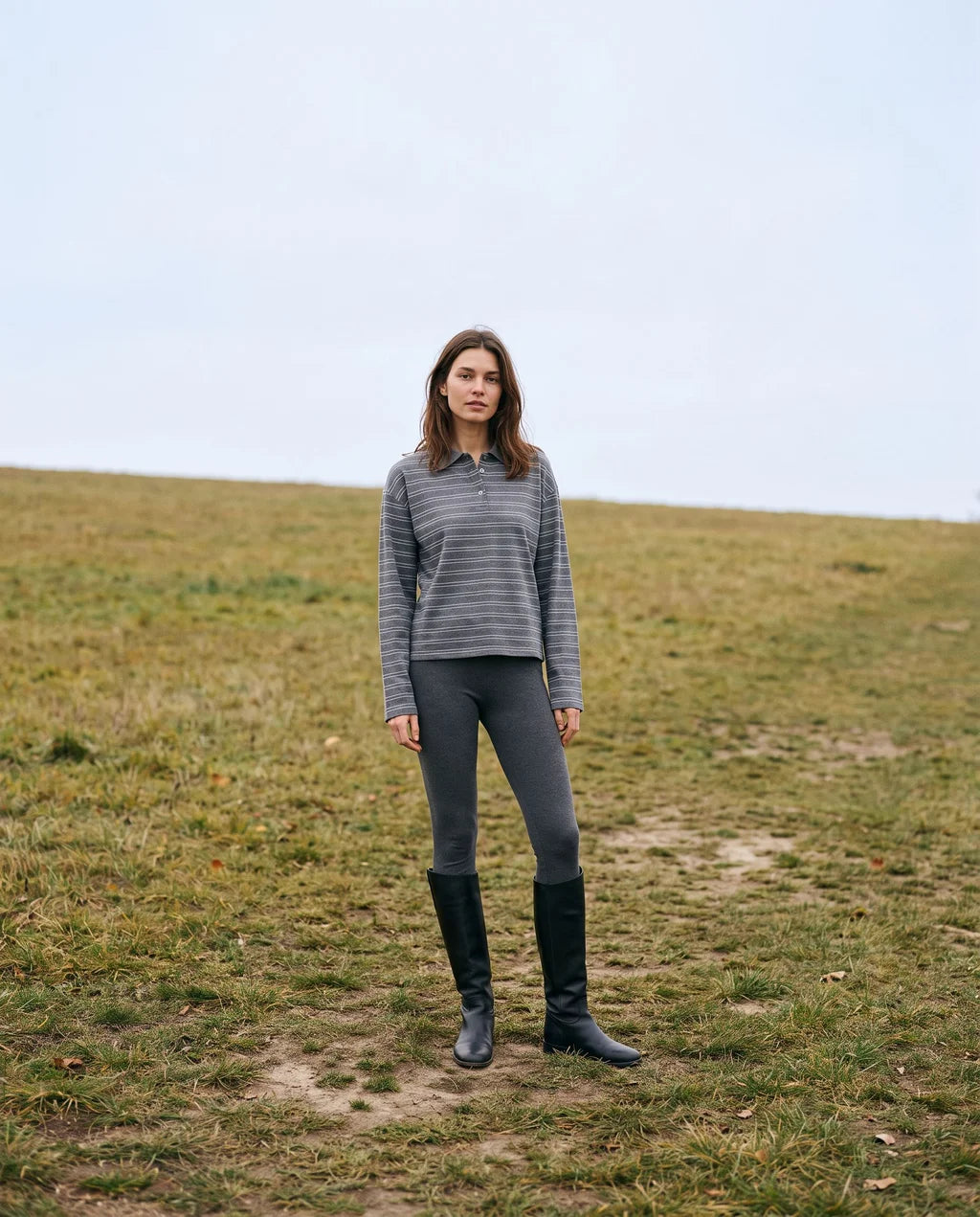 Polo palaidinė „Grey Stripe“