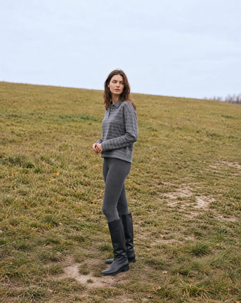 Polo palaidinė „Grey Stripe“